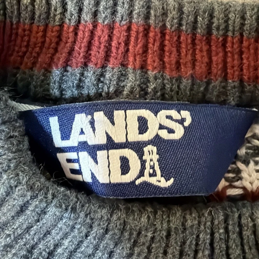 Lands' End Fair Isle Bear Dog Family Holiday Sweater,Cream,Size MED Dog Sweater